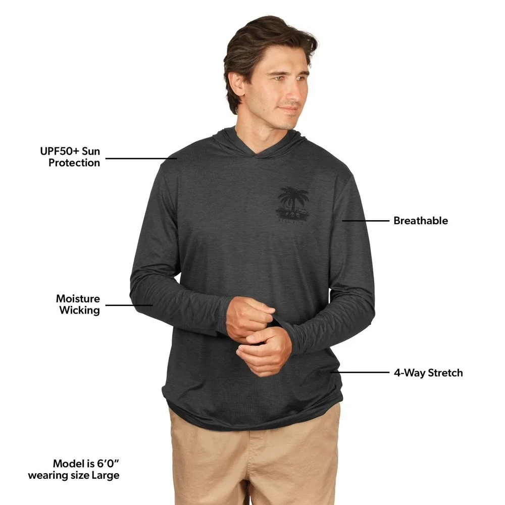 Reel‎ Life Fishing Hoodie Black Shirt Men's Quick Dry Wicking UPF 50+ NWT XXL